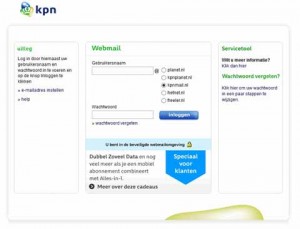 KPN webmail inlogscherm