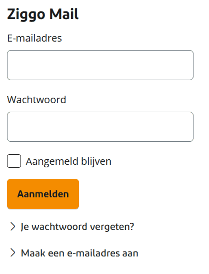 Ziggo webmail inloggen: officieel Ziggo Mail inlogscherm