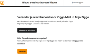 Ziggo Mail wachtwoord vergeten: stap 1 van 3